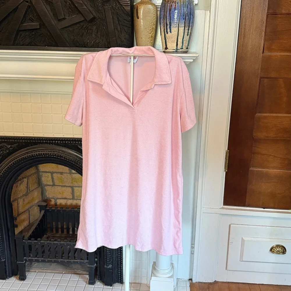 Wayf Pink Terry polo mini dress-worn‎ about 3 times